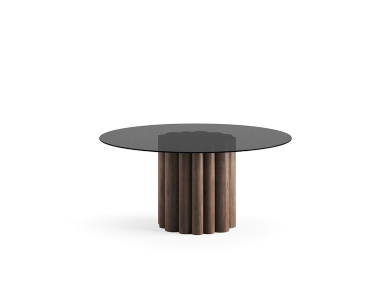 FR.ST Round Dining Table Wood — Black Glass