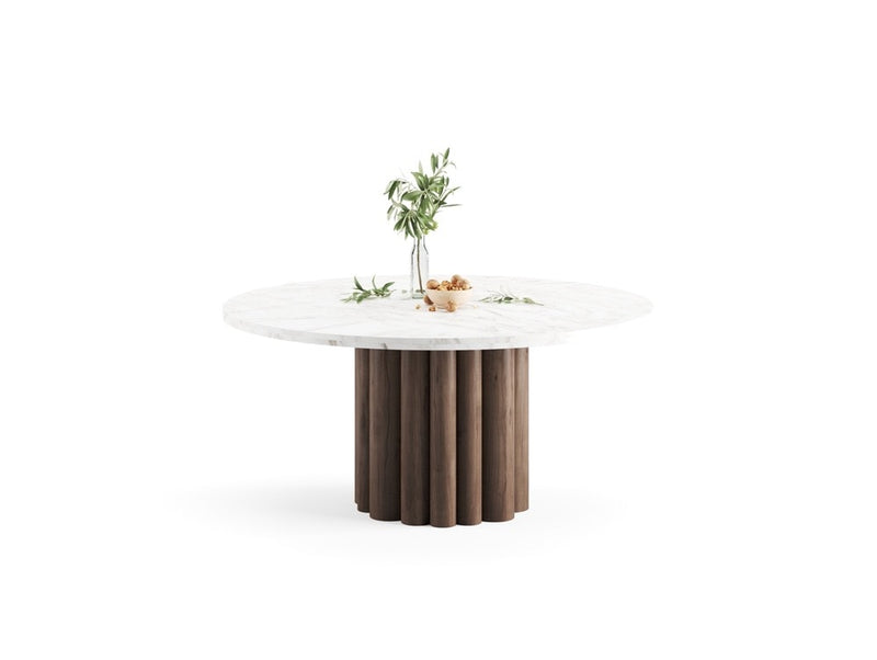 FR.ST Round Dining Table Wood — White Marble