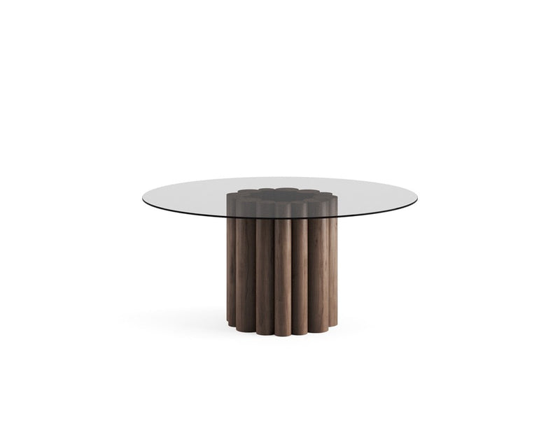 FR.ST Round Dining Table Wood — Transparent Glass
