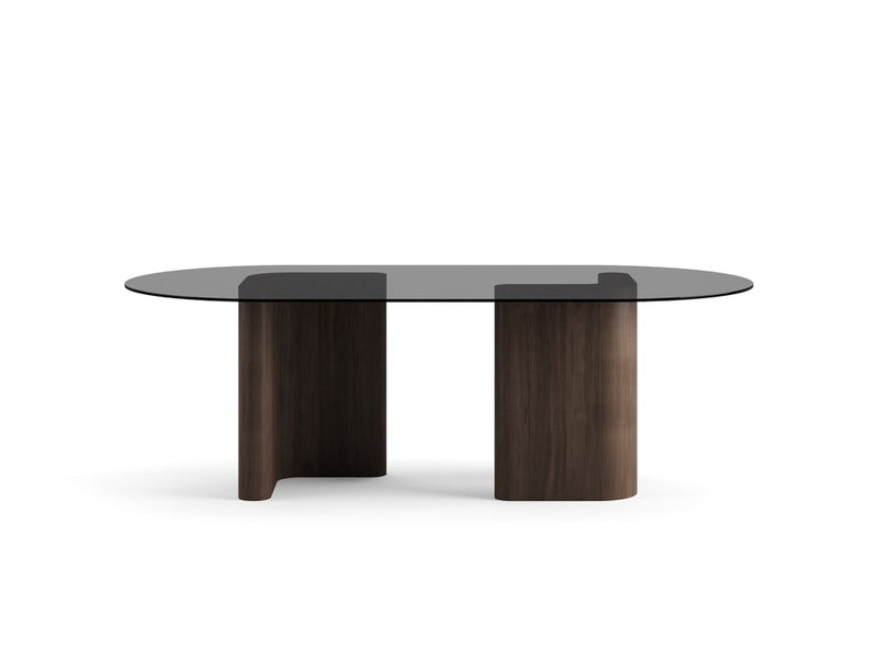 RO.ND Dining Table Wood — 220 / Black Glass