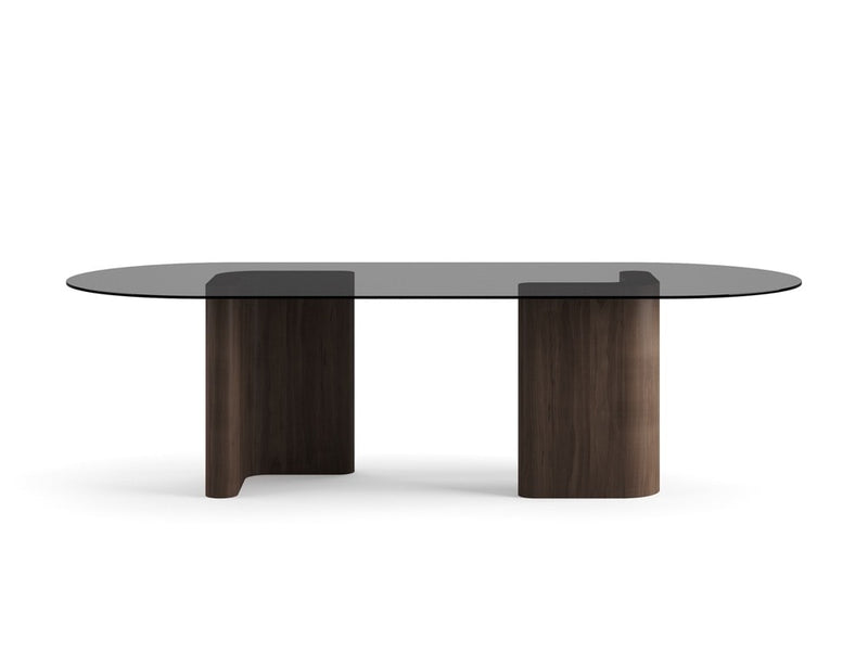 RO.ND Dining Table Wood — 260 / Black Glass