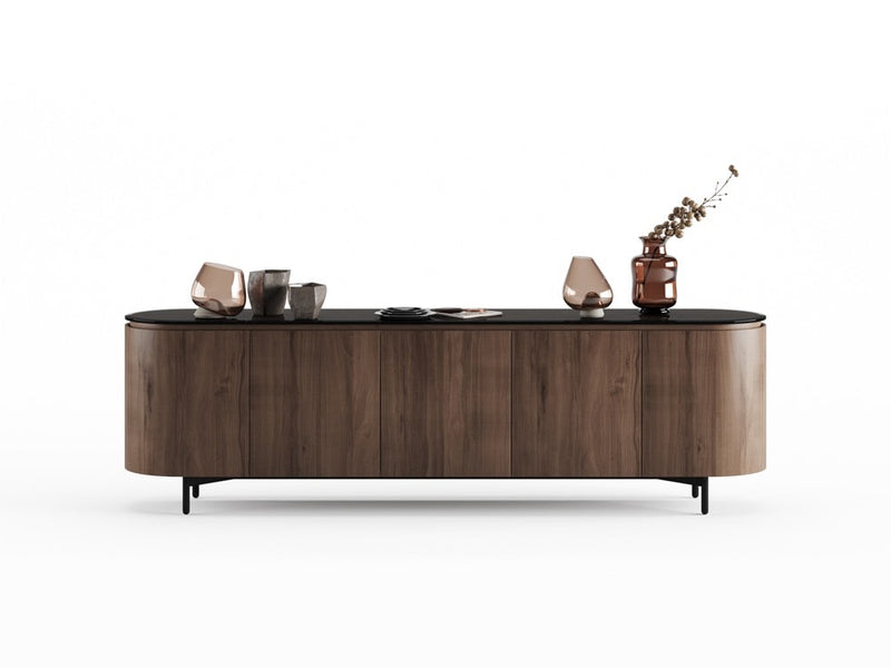 RE.TO Sideboard — 5 Doors / Black Glass